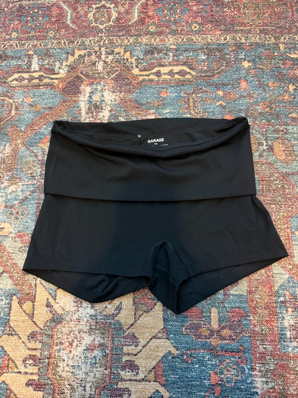 Black Garage Fold-Over Activewear Shorts